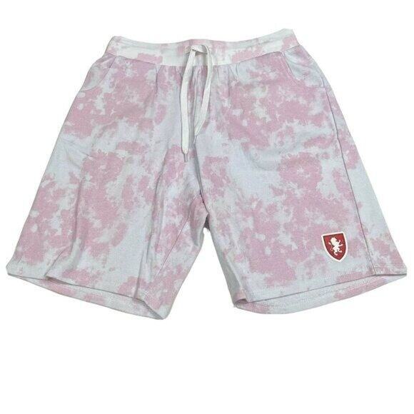 Harry Potter Hot Topic Gryffindor S Pink Blue Tie Dye Fleece Lounge Shorts NWOT - Picture 2 of 7